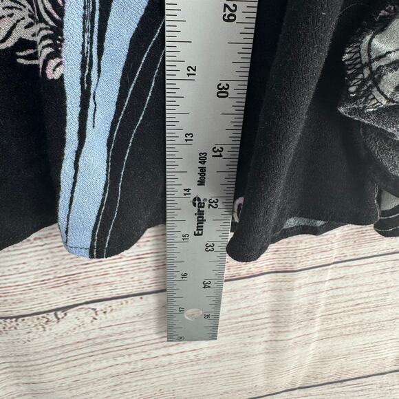 Free People Cold Shoulder Floral Blouse Women's Small Black Asymmetrical Straps - Picture 8 of 8